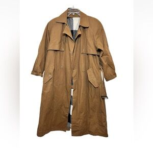 Vintage 90's Calvin Klein Trench Coat Women's Size 2 Brown Removable Plaid Liner